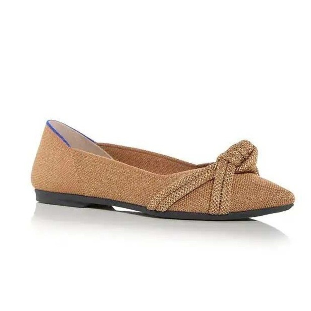 Rothy's The Knot Point II Goldstone Pointed Toe Knot Knit Ballet Flats Size 7